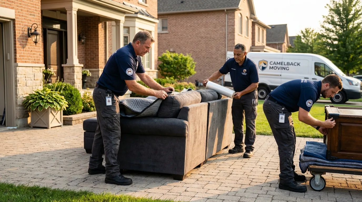 Large estate moving crew wrapping furniture in Albia, IA