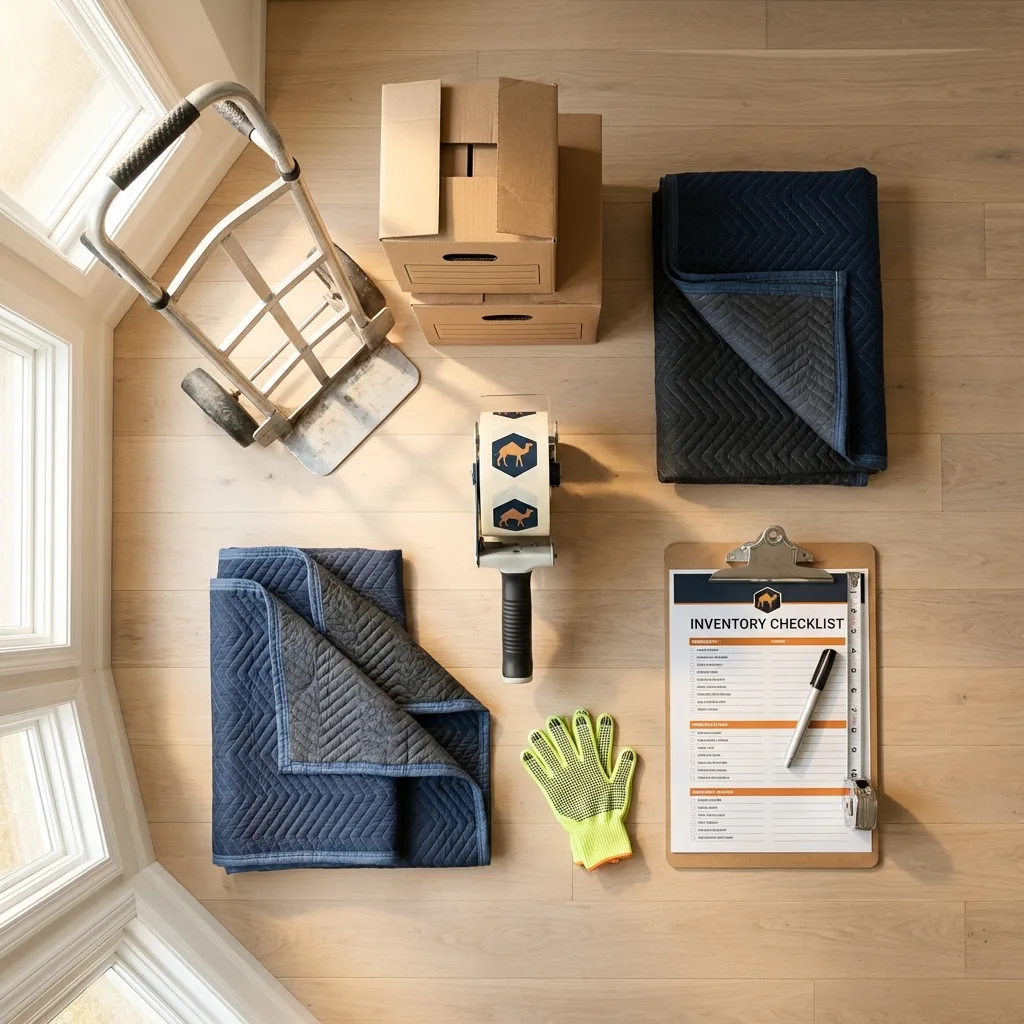 Professional moving supplies and packing materials layout for Albia residential relocations